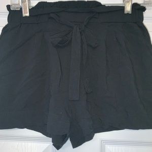 Ambiance Apparel Black Tie Front Short